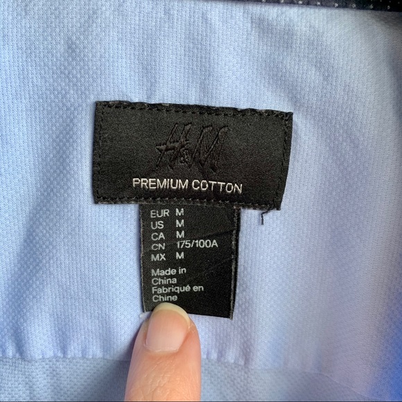 ‼️sold H&M • Premium Cotton Blue Button-Up Dress Shirt - Picture 5 of 6